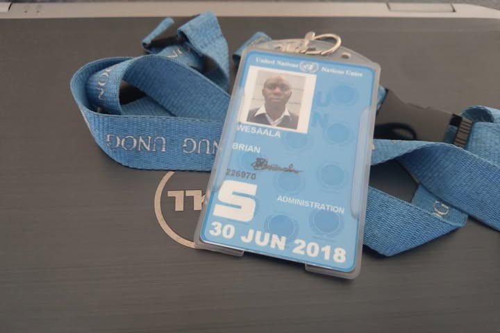 UN Tag and Laptop on my last day with the UN